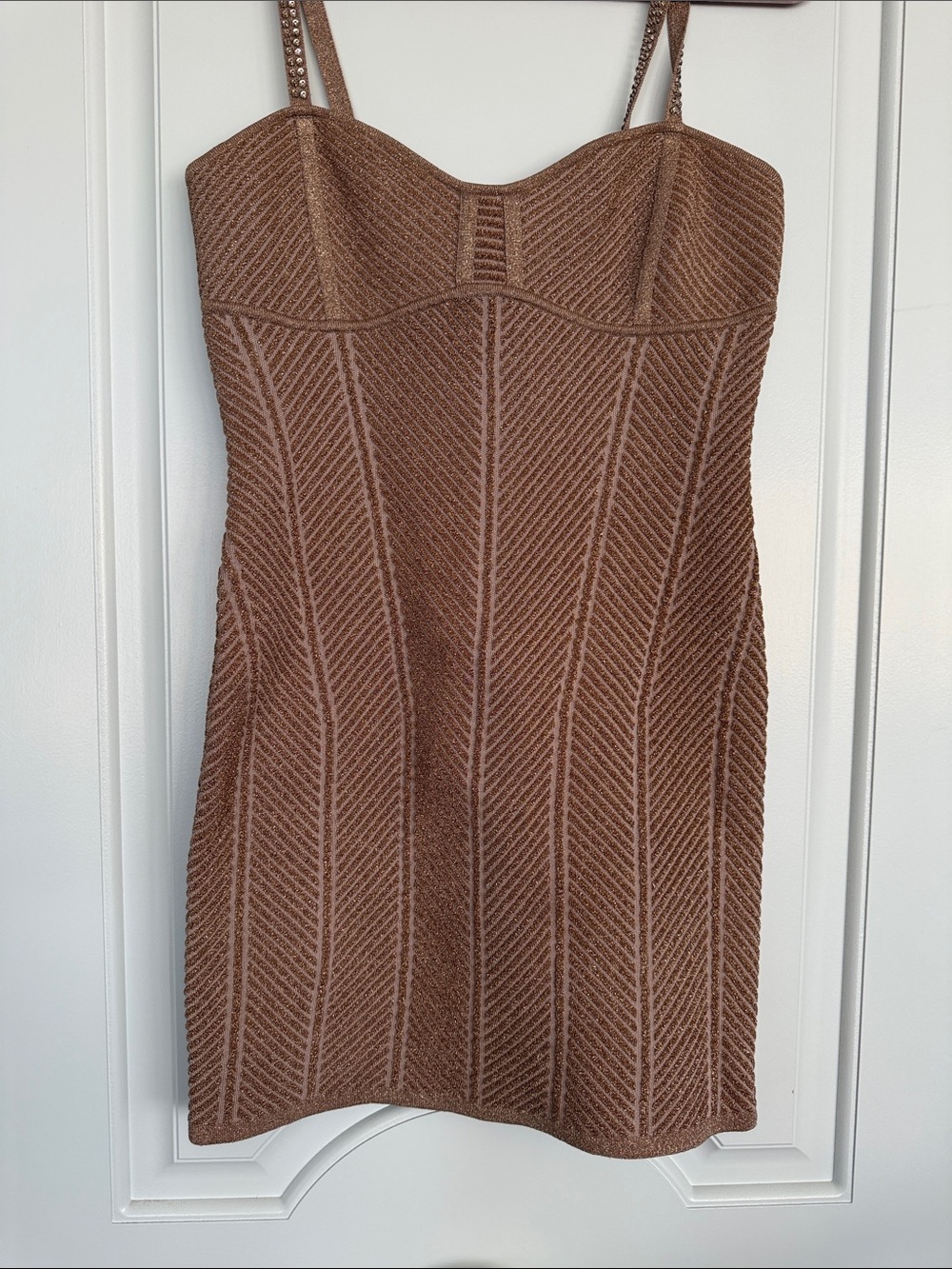 Herve Leger Bronze Knit Bodycon Mini Dress